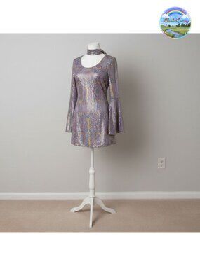 Sequin Disco Costume Dress & Head Tie Mini Dress